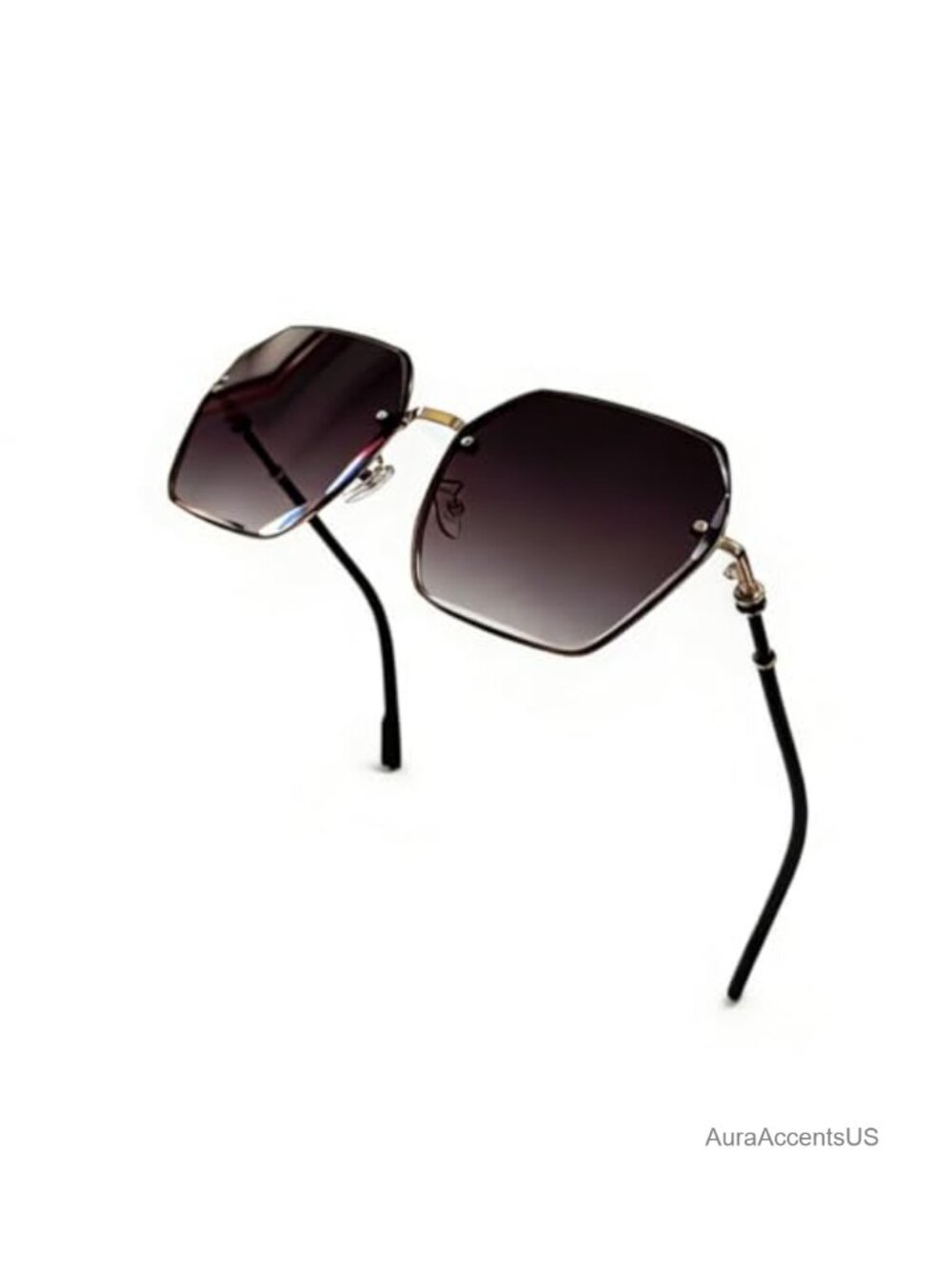 Oversized Geometric Sunglasses Gold Metal Frame Polarized UV400